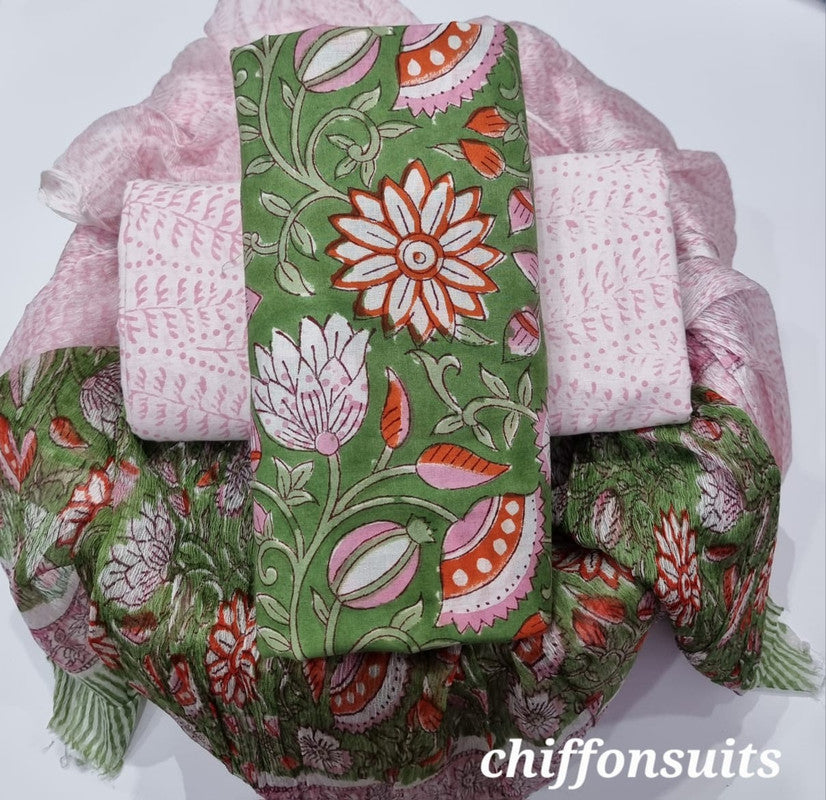Cotton Suit with Chiffon Dupatta ( CD1386 )
