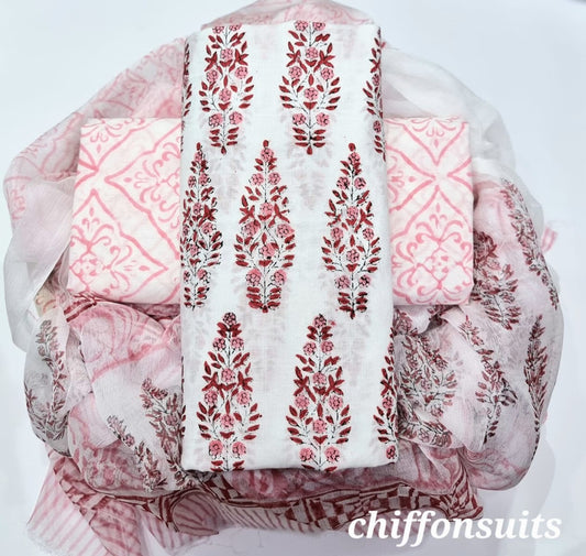 Cotton Suit with Chiffon Dupatta ( CD1384 )
