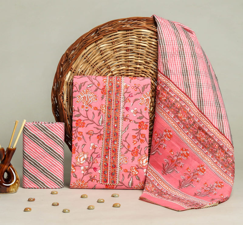 Gota Patti Cotton Suit Set with Cotton Dupatta ( GT1106 )