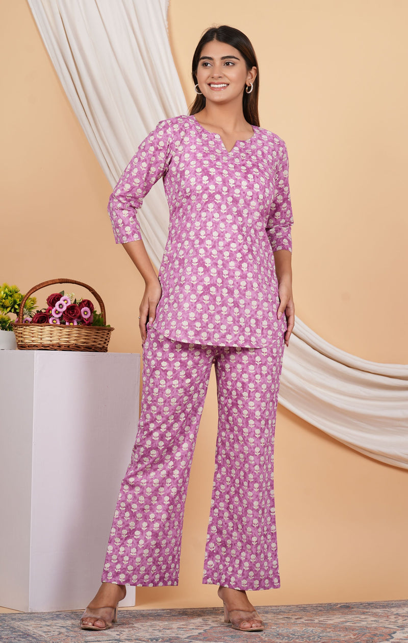 Royal Orchid Booti Print Co-Ord Set