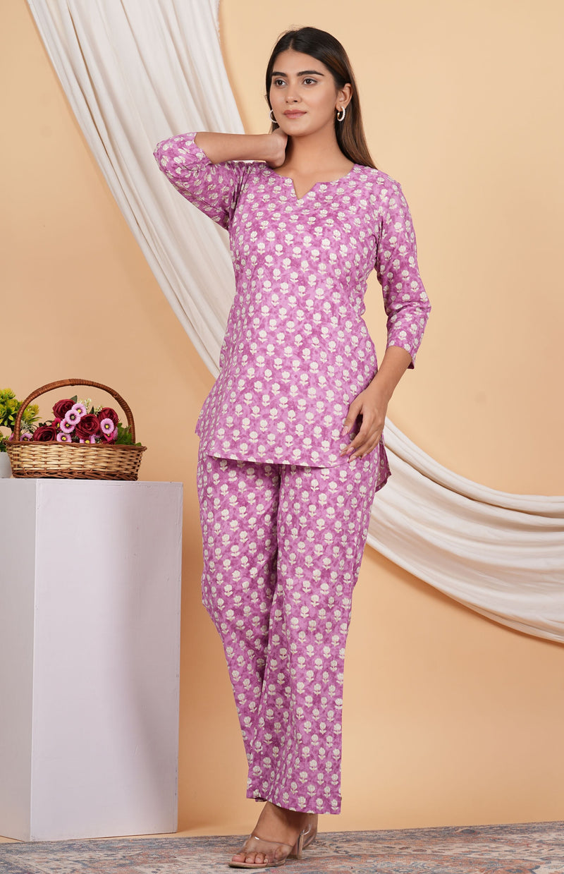 Royal Orchid Booti Print Co-Ord Set