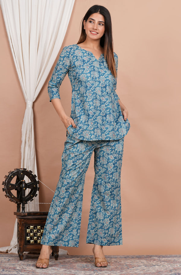 Teel green Floral Co-Ord Set