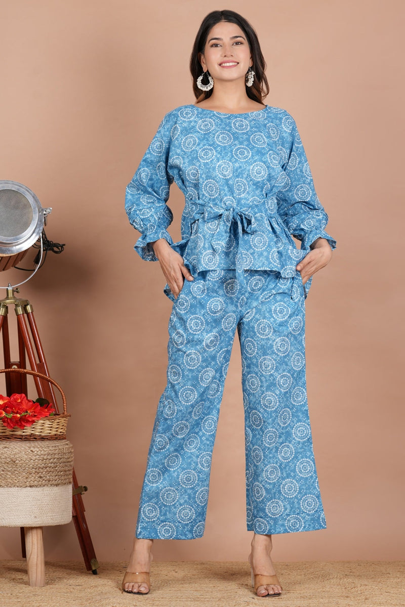 Azure Blue Traditional Print Co-Ord Set