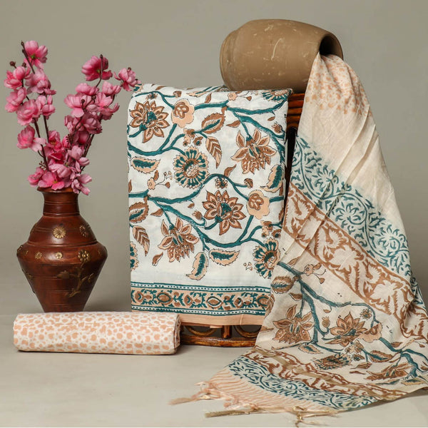 Cotton Suit Material with Chanderi Dupatta ( CN290909 )