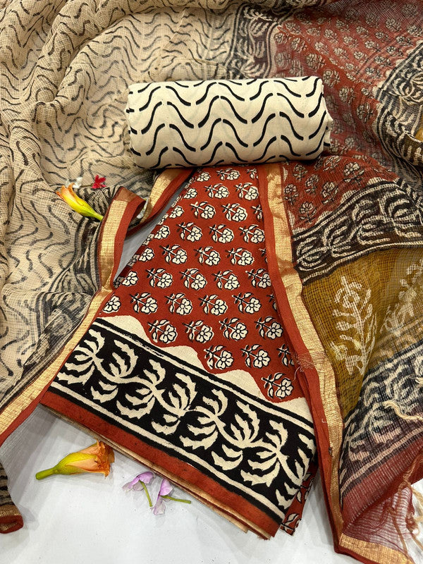 Cotton Suit Set with Kota Doria Dupatta ( CD10414 )