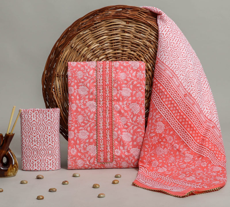 Gota Patti Cotton Suit Set with Cotton Dupatta ( GT0608 )