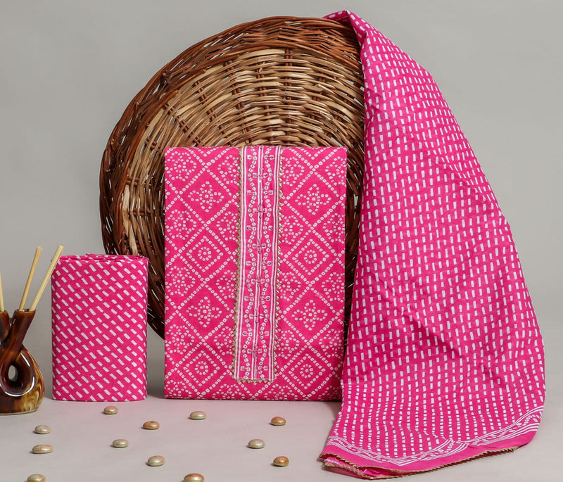 Gota Patti Cotton Suit Set with Cotton Dupatta ( GT0636 )